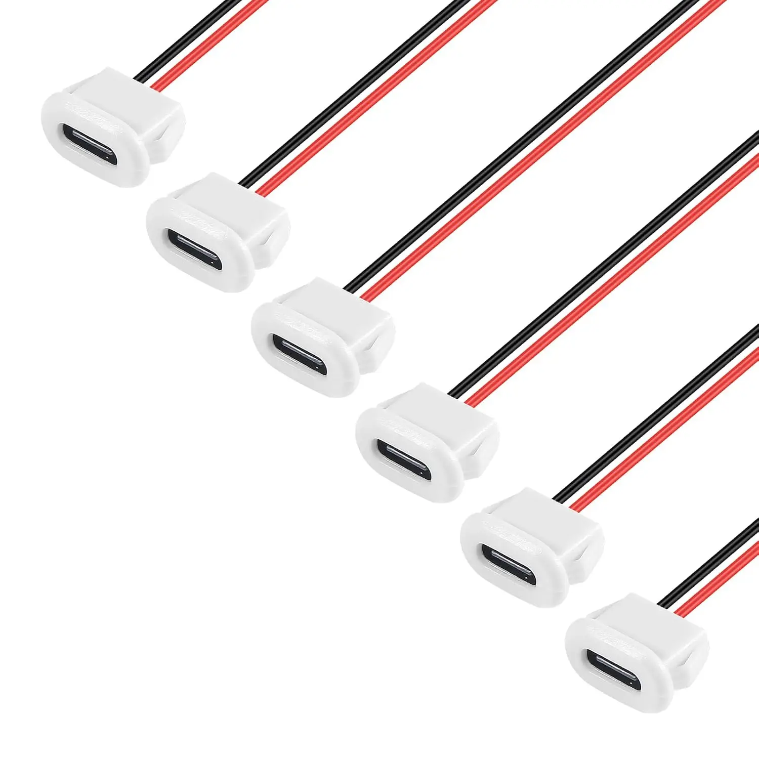 5PCS USB Power Connector USB-C Plug to 2 Pin Bare Wire Open End Connector Type C Female Chassis Waterproof Extension Power Cable