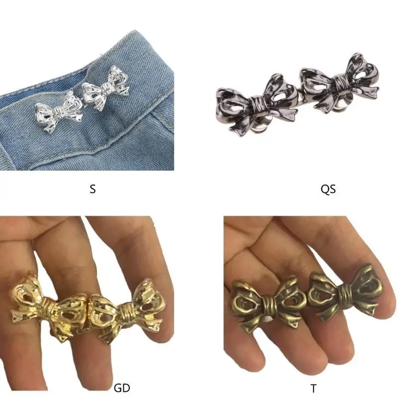

652F Jean Button Pins Button No Sew Waist Button Waist Buckle Bows Pant Pin