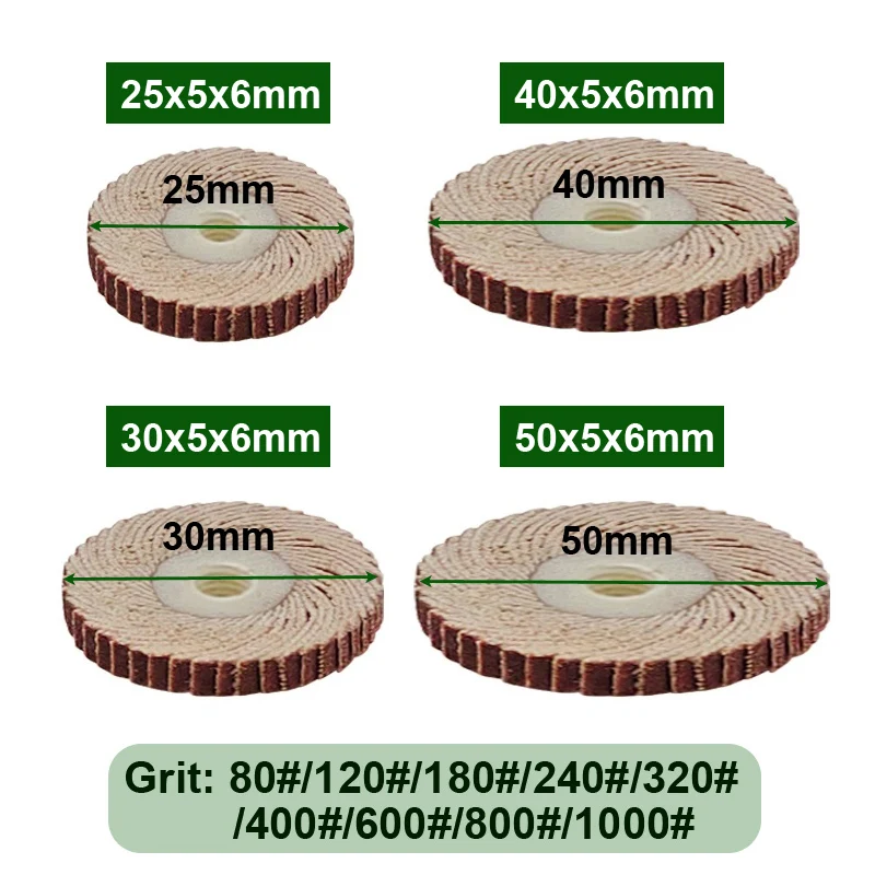 11Pcs 25-50mm 80-600Grit T-Shape Flap Wheel Sandpaper Sanding Disc Replacement Abrasive Grinder Rotary Tool Dremel Accessories