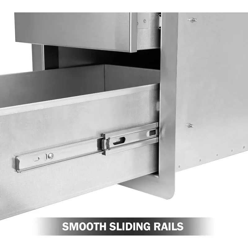 Stanbroil Outdoor Kitchen Drawers Stainless Steel - 15W x 21.5H x 23D Inch, Triple Access Drawer Flush Mount for Outdoor Kitchen