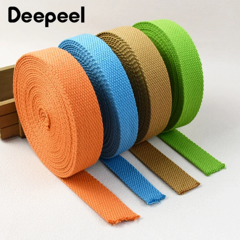 8Meters 20-50mm Cotton Webbing 2mm Thick Backpack Canvas Ribbon Band Bag Strap Belt Sewing Bias Binding Tape Diy Accessories