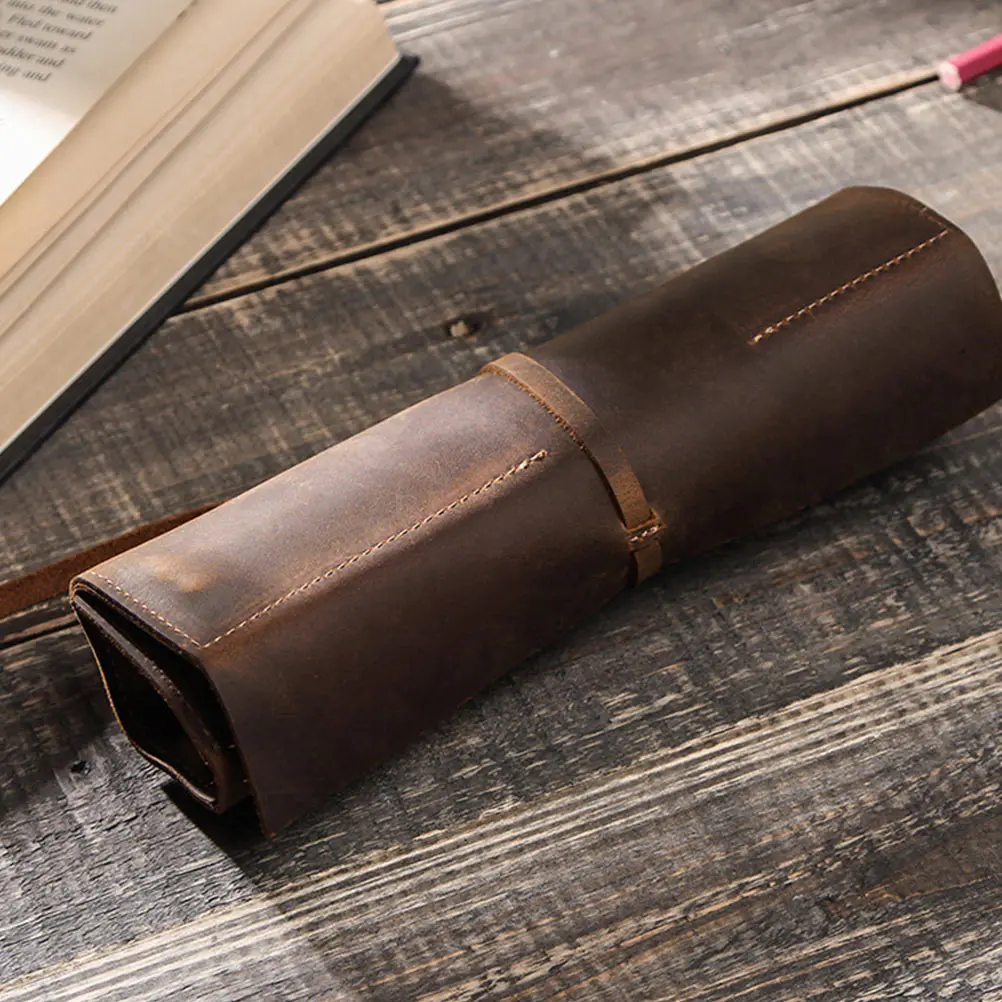 

Pencil Bag Roll Up Pen Organizer For Pens Brushes Wrap Pouch Case Storage Rope Tie Convenient Student Desk