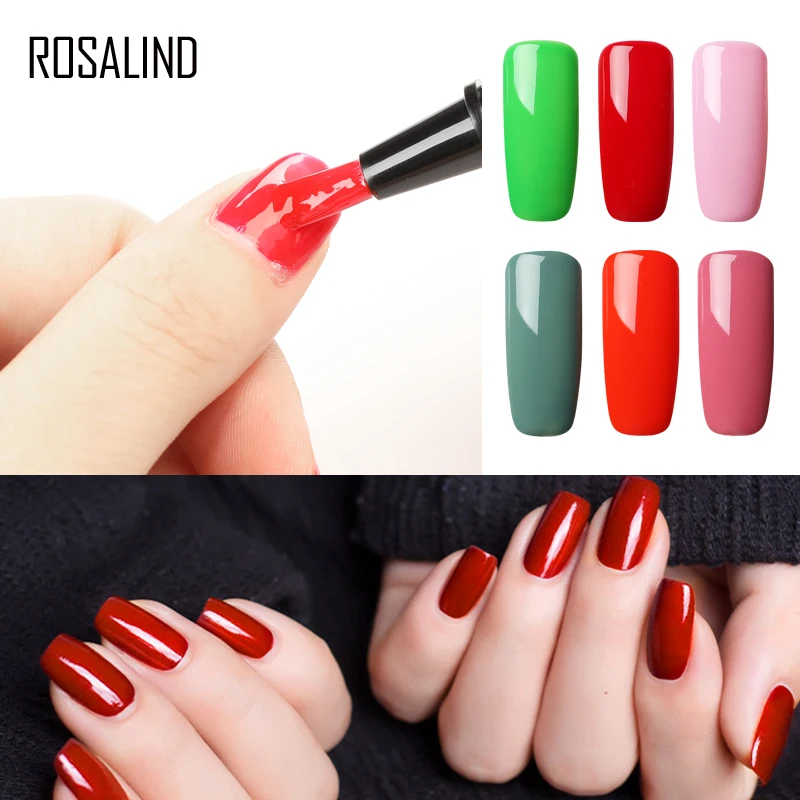 ROSALIND Base Top Coat ปากกาเจลเล็บปากกาเล็บเจลออกแบบกึ่งถาวร UV/Led โคมไฟเคลือบเงาสีไฮบริดเล็บ