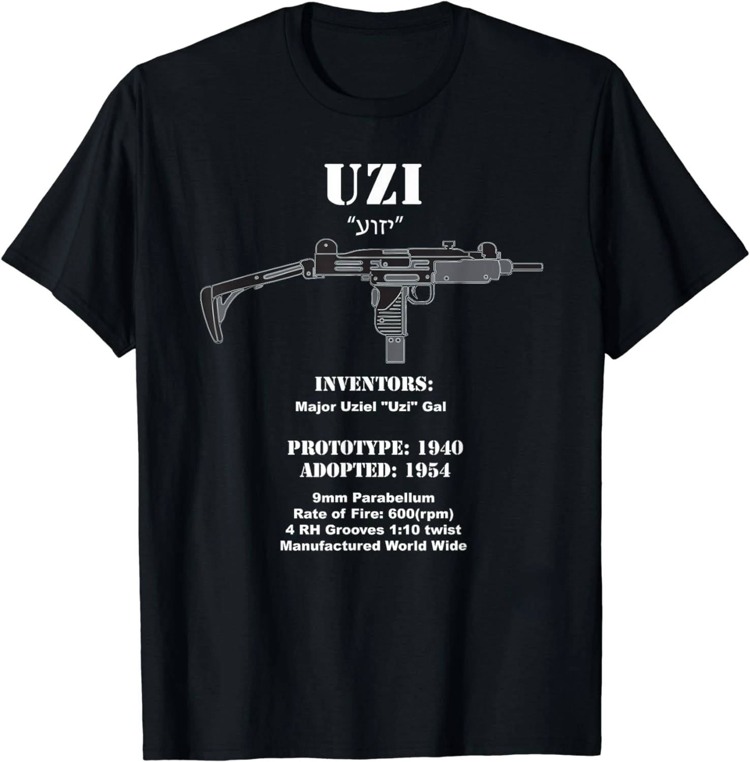 Uzi Submachine Guns Invention and History T-Shirt 100% Cotton O-Neck Summer Short Sleeve Casual Mens T-shirt Size S-3XL