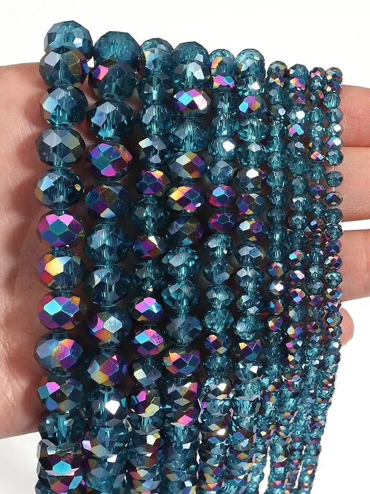 3 4 6 8 10mm Facet Kristal Kralen Pauw Blauw Glas Abacus Losse Kralen Voor DIY Sieraden Maken Armbanden ketting Accessoires - afbeelding 2