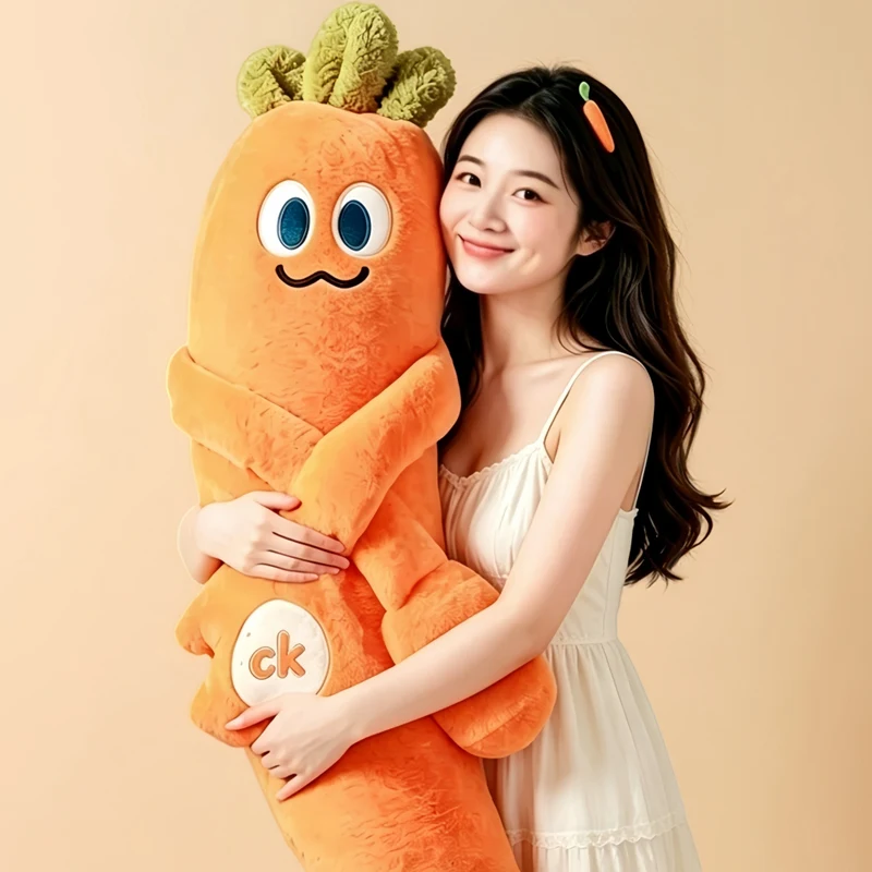 Cute Humanized Vegetable Fruit Long Cylindrical Plush Hug Pillow Eggplant Carrot Banana Stuffed Doll With Arms Feet Soft Cushion