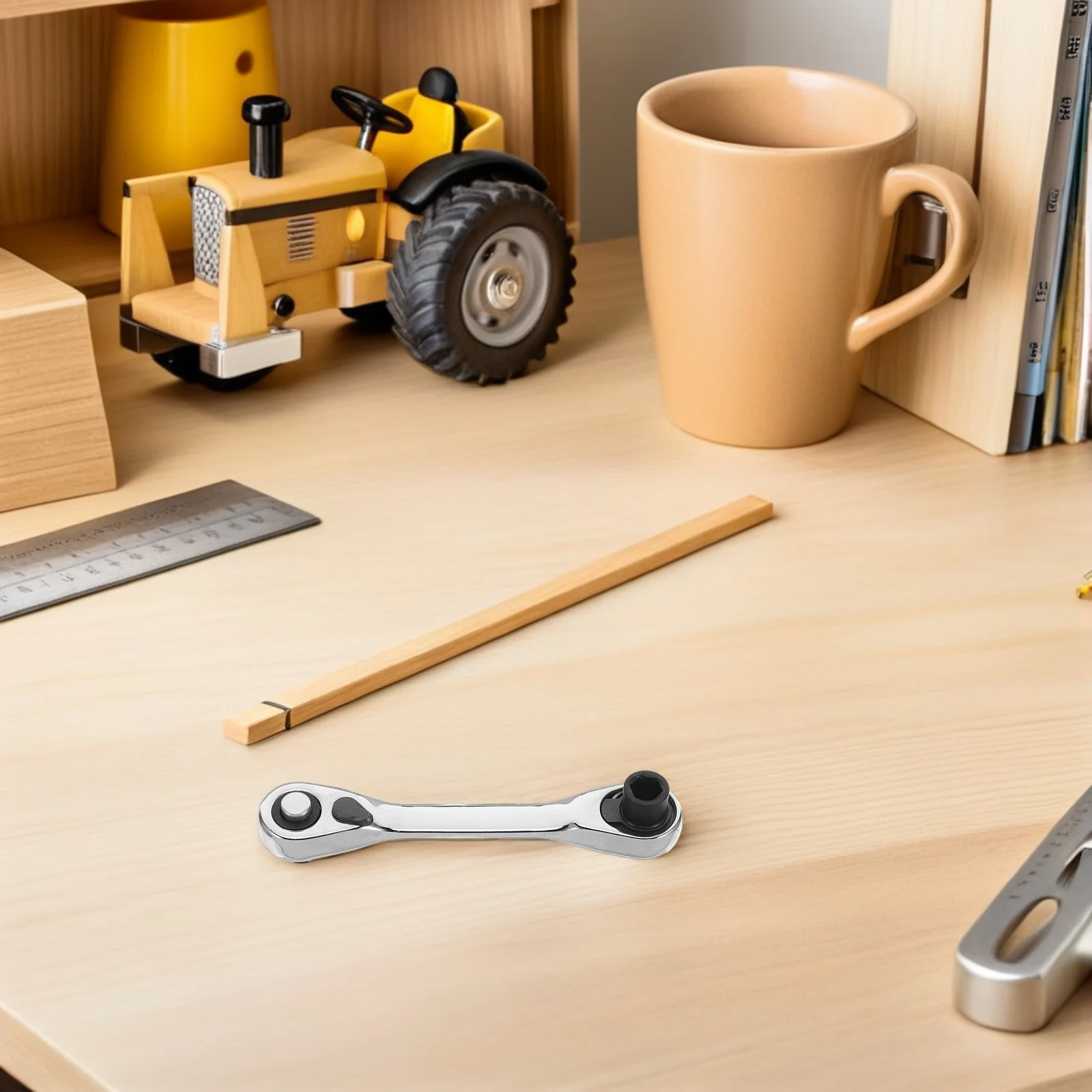 

2Pcs Mini Ratchet Wrench 72-Tooth Quick Release Double-Ended Socket Handle Multifunctional for Auto Maintenance