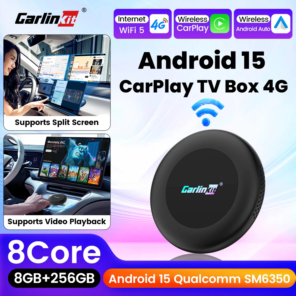 8G+128GB CarlinKit CarPlay AI Box Android 15 Ultra2 SM6350 Wireless CarPlay Android Auto TV Box For Netflix SIM GPS FOTA Upgrade
