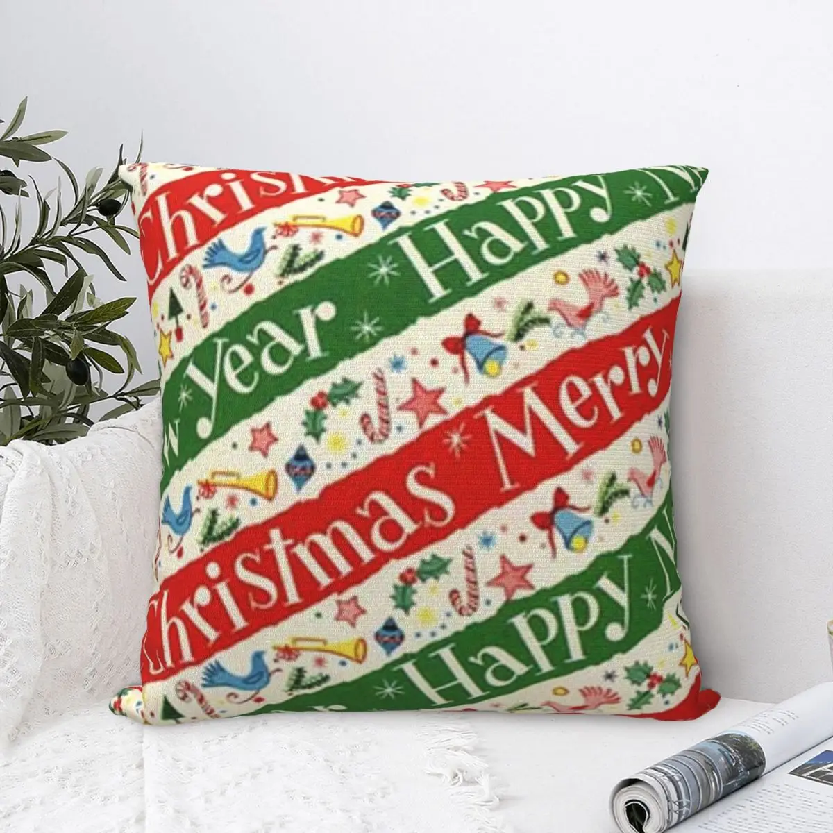 Merry Christmas & Happy Holidays! Pillowcase Cushion Comfort Throw Pillow Sofa Decorative Cushions Used for Home Bedroom