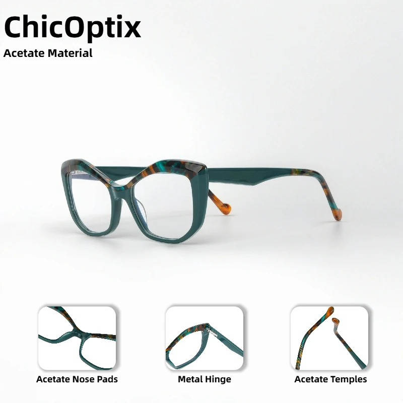 

Vintage Women's Fashion High Quality Acetate Frames Luxury Cat Eye Glasses Brand Designer Glasses Clear Lenses Metal Hinges