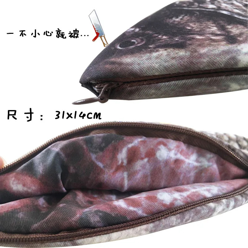 Bolsa de lápices con forma de pez realista, estuche de lápices con cremallera, bolsa de lápices de regreso a la escuela