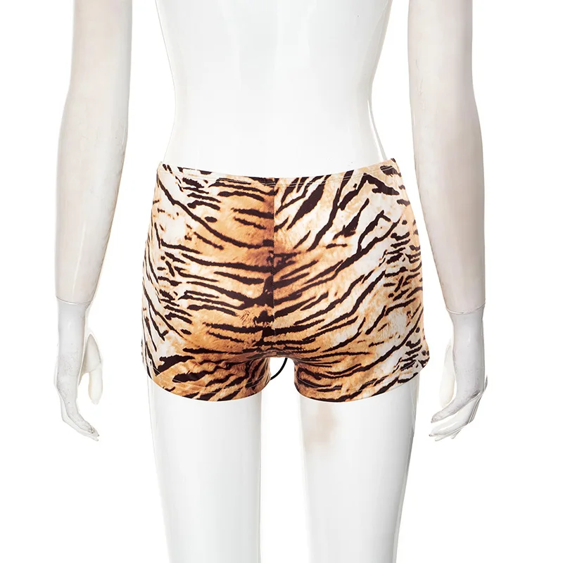 BKLD Summer Outfits 2025 New Sexy Y2k Clothes Women Fashion Tiger Pattern Printed Lace-Up Tight Shorts High Waist Party Clubwear