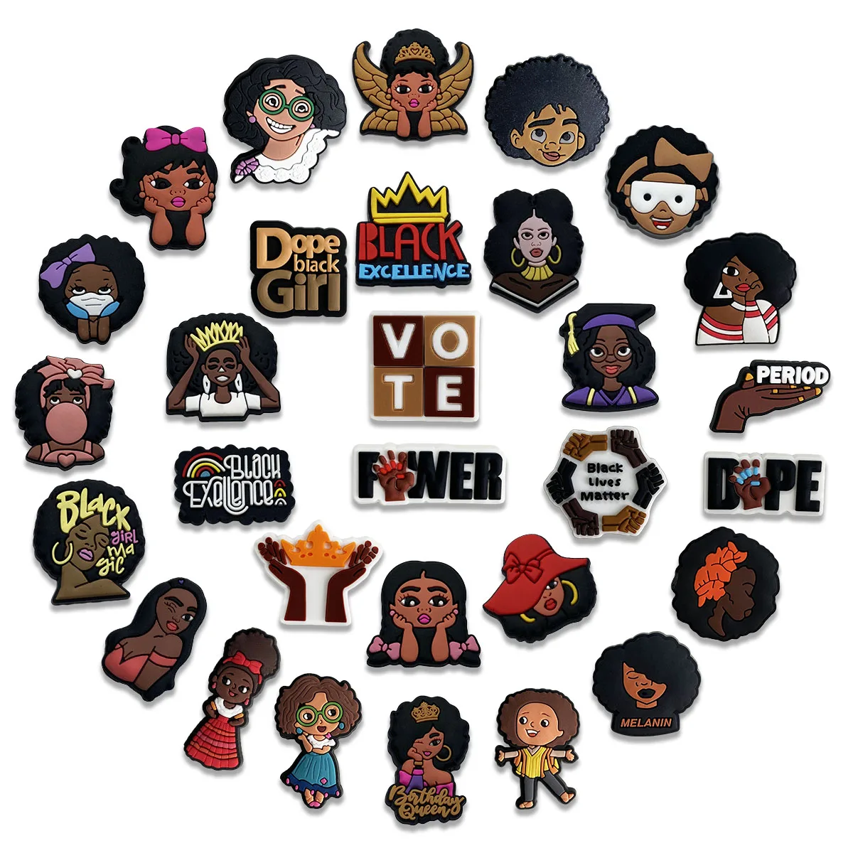 

30 шт., черные милые украшения для обуви, подвески для взрослых, модные подвески для обуви Black Queen, аксессуары для женщин, вечерние сувениры