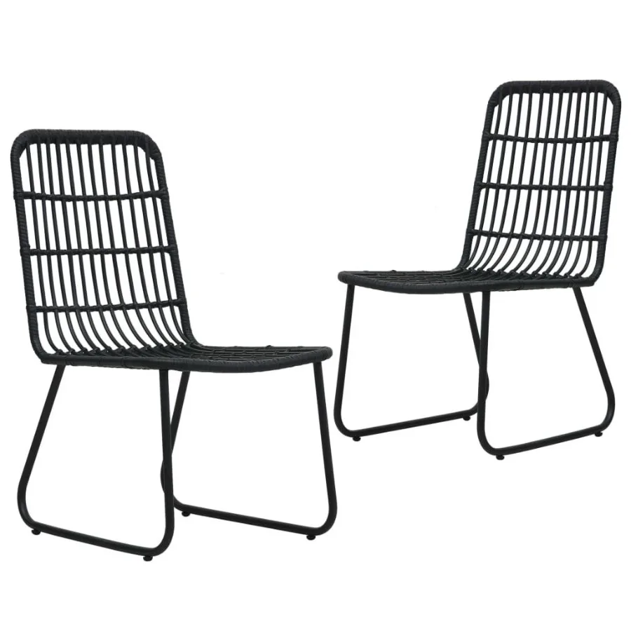 Cadeiras de pátio 2 unidades Poly Rattan preto