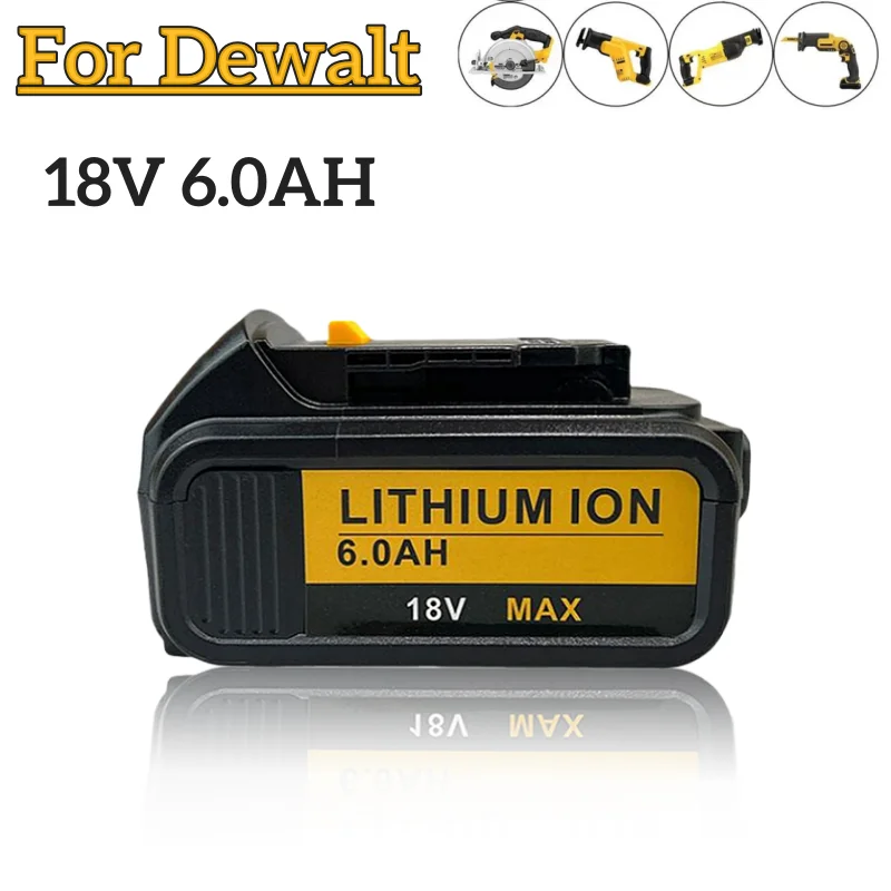 

20V 6Ah MAX Lithium Battery Power Tool Replacement For DeWalt DCB184 DCB181 DCB182 DCB200 20V 6A 8A 12A 18V 20V Lithium Battery