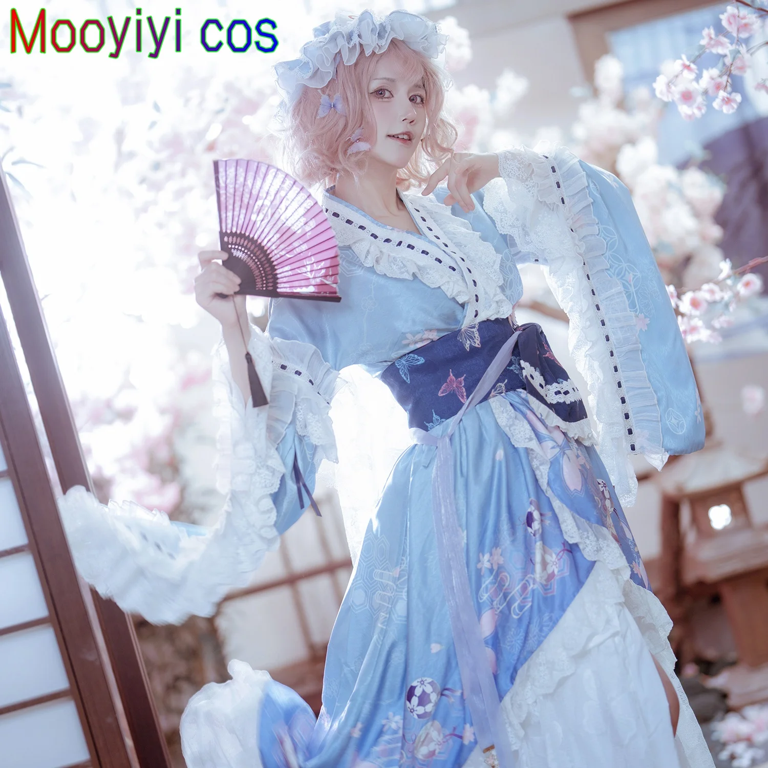 Saigyouji Yuyuko Cosplay Costume for Halloween,Christmas Role Playing Party, Comic Game,kimono Size S-XL New Project Mooyiyi