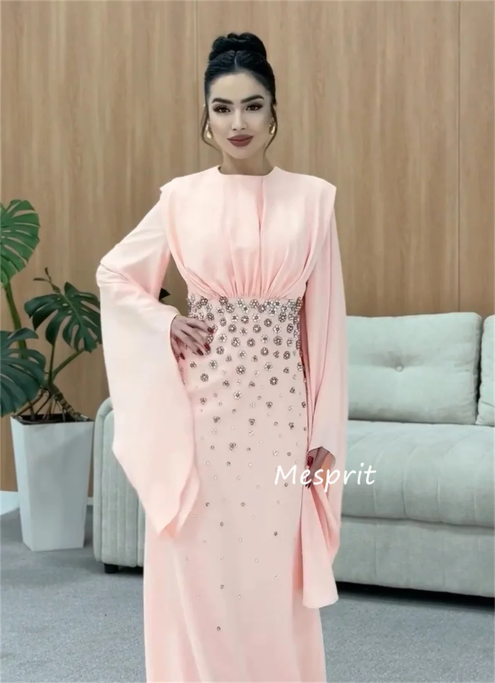 تخصيص عالية الجودة جيرسي الطية مطرزة مستقيم جوهرة فساتين طويلة مخصصة مناسبة العودة للوطن مطابقة #4