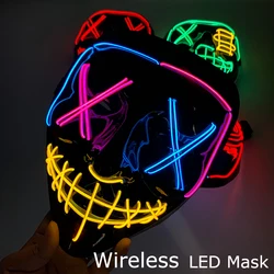 Wireless Purge LED Mask Halloween Carnival Horror Masquerade Party Night Luminous Movie Theme Cosplay Mask The Purge 2024Hot