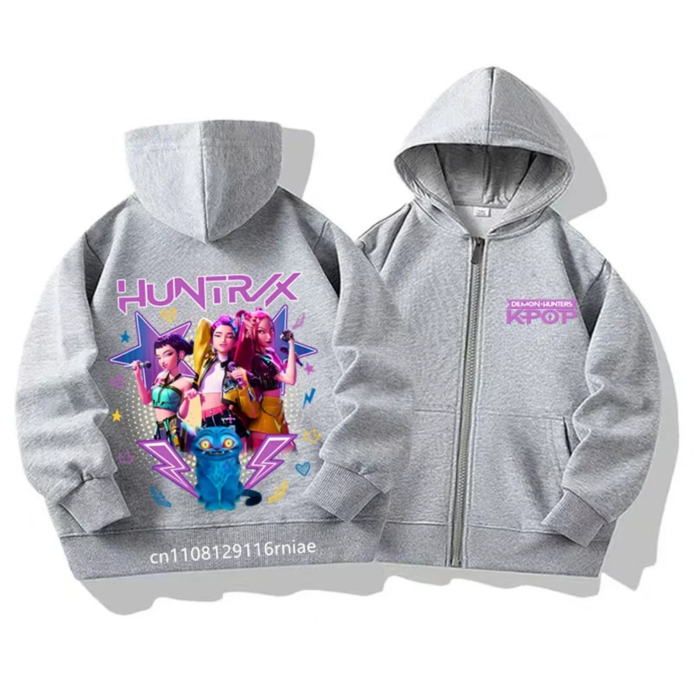 2026 جديد K البوب شيطان الصيادين الاطفال هوديي Kawaii الكرتون المطبوعة انغلق معطف بقلنسوة الفتيان الخريف سترة طفلة الملابس الشتوية