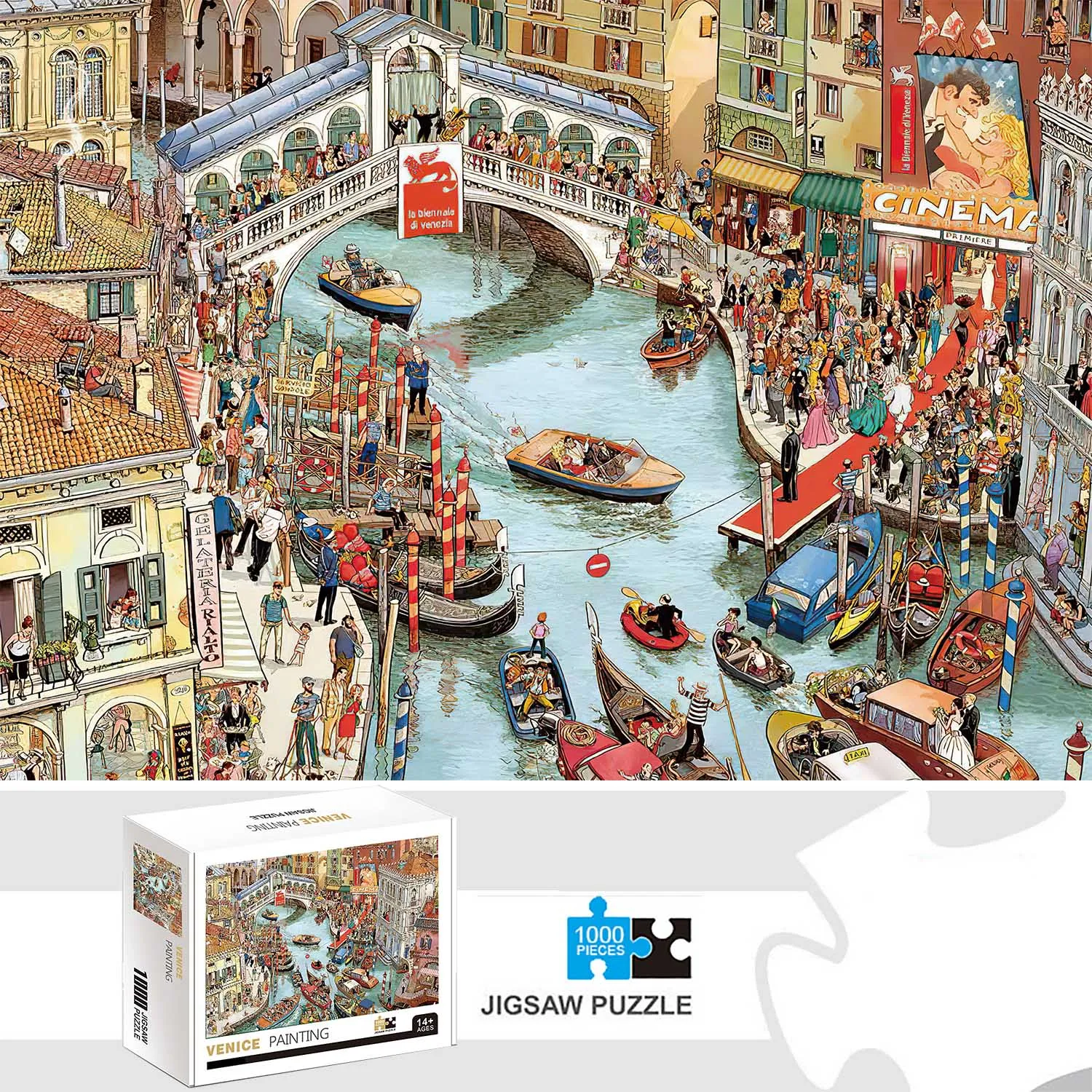 1000 Pieces Venice Painting Jigsaw Puzzle Home Decor Adults Puzzle Games Family Fun Floor Puzzles Educational Toys for Kids