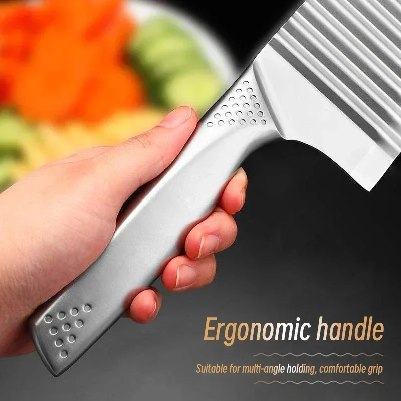 Kitchen Stainless Steel Sharp Corrugated French Fries Cutter Steel Handle Vegetable and Fruit Slicing Corrugated Knife Tools