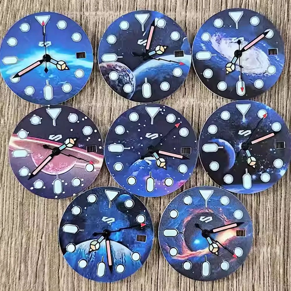 

NH35 Dial 28.5mm + Watch Hands Green Luminous Watch Dial With Pointer for NH35 NH36 Movement Fashion Single Calendar Watch Face