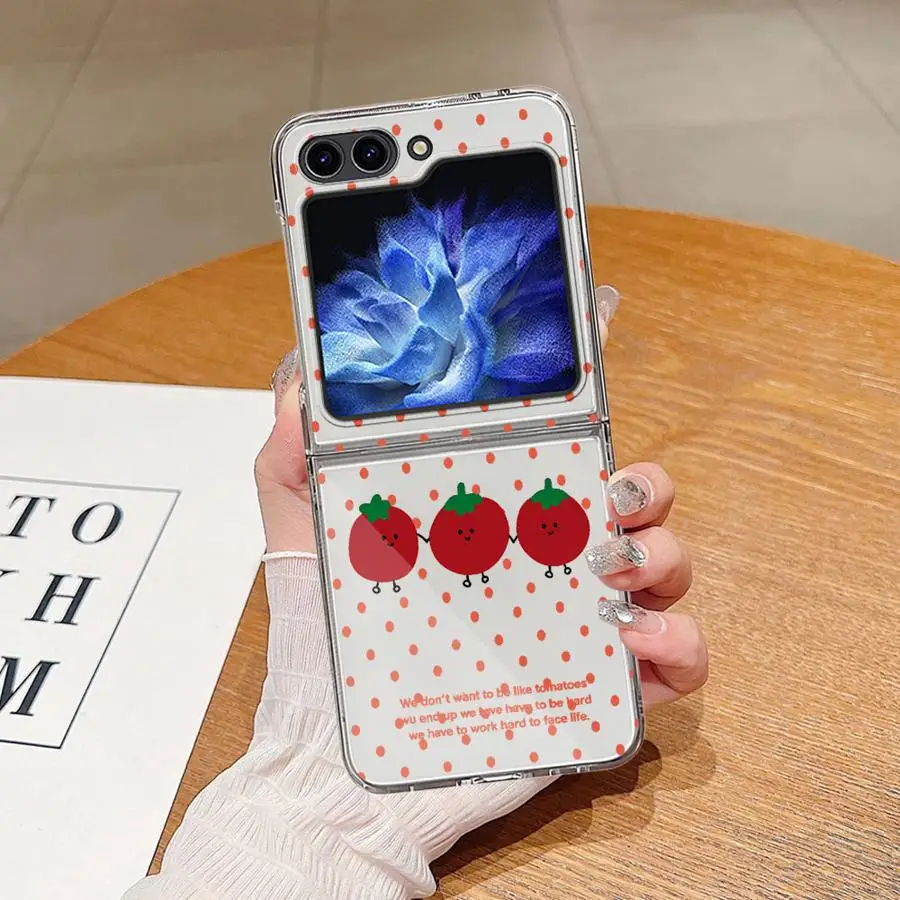 Cute Polka Dot Tomato Phone Funda Case for Samsung Galaxy Z Flip 8 Flip4 Flip5 Flip6 Flip3 Flip7 FE Z Flip 7 6 5 4 3