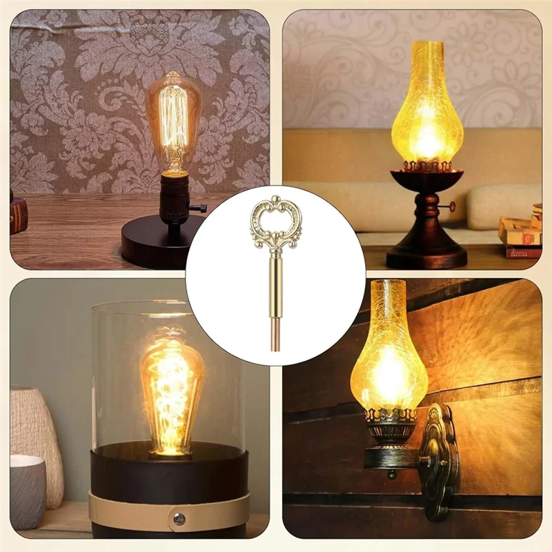 

AONEQ-4 Pcs Gold Lamp Turn Knob On/Off Switch For Light & Fan Fixtures With 1/2Inch Extensions Easy Lamp Switch Knob