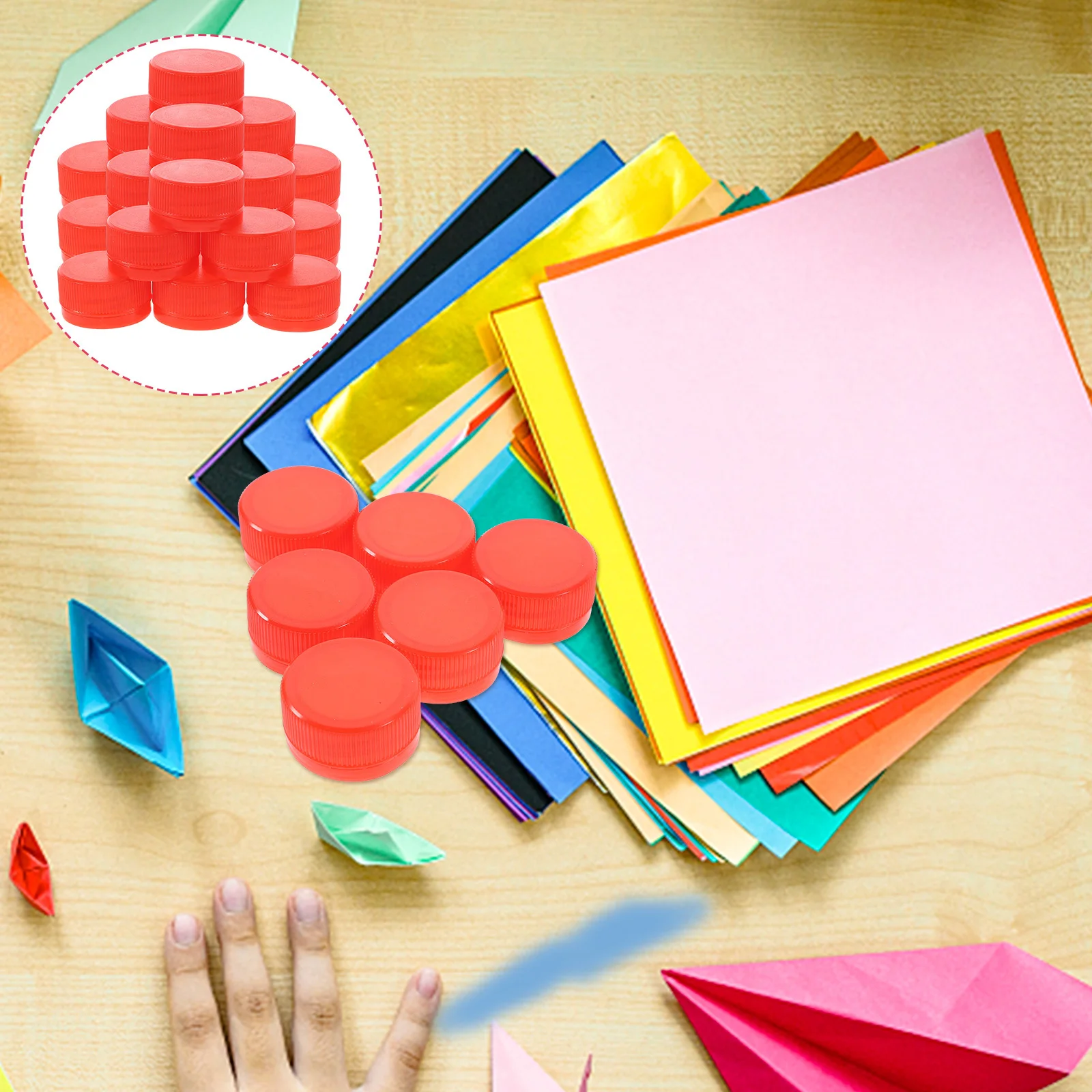 

100Pcs Versatile Plastic Bottle Caps Craft Making Material Resistant to Breakage and Deformation Home Education