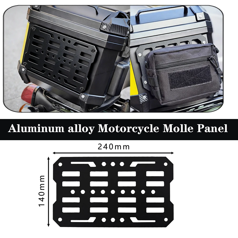

Kaiuve Modular Motorcycle Top Case Tactical Trunk Storage Organizer Aluminum Alloy Molle Panel Quick-Install Storage Box