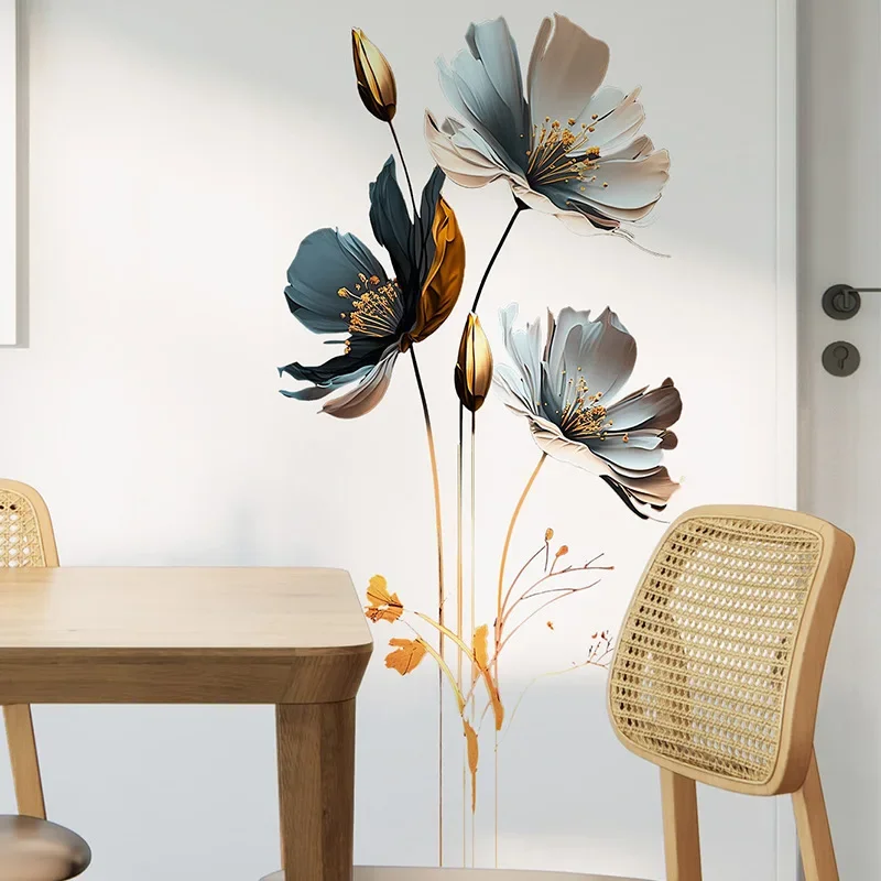 1PCS Simulation Three-Dimensional Relief Texture Flowers Children'S Bedroom Home Decoration Wall Stickers Self-Adhesive