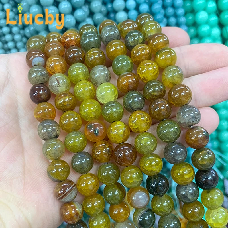 Non-metallic Natural Stone yellow Tourmaline agate Dragon pattern Beads For Jewelry Making DIY Bracelets 15\