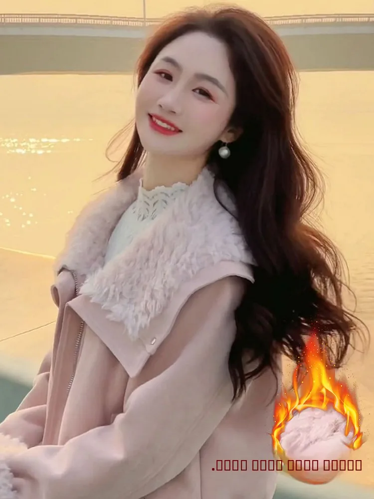 

Ele ort Fce Lined Thiened Jaet Women's Faionable Winter Outerwear Warm Simple Sle Korean Version Street Sle