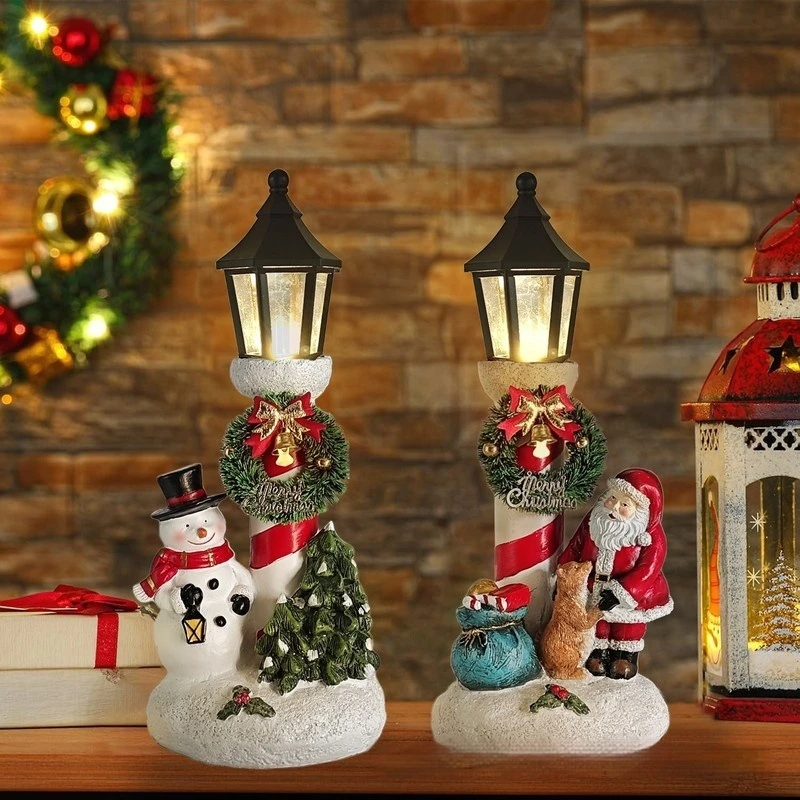 

Cross-Border Best-Selling Santa Claus Ornaments Glowing Resin Snowman With Light Christmas Atmosphere Decorations Tabletop Toys