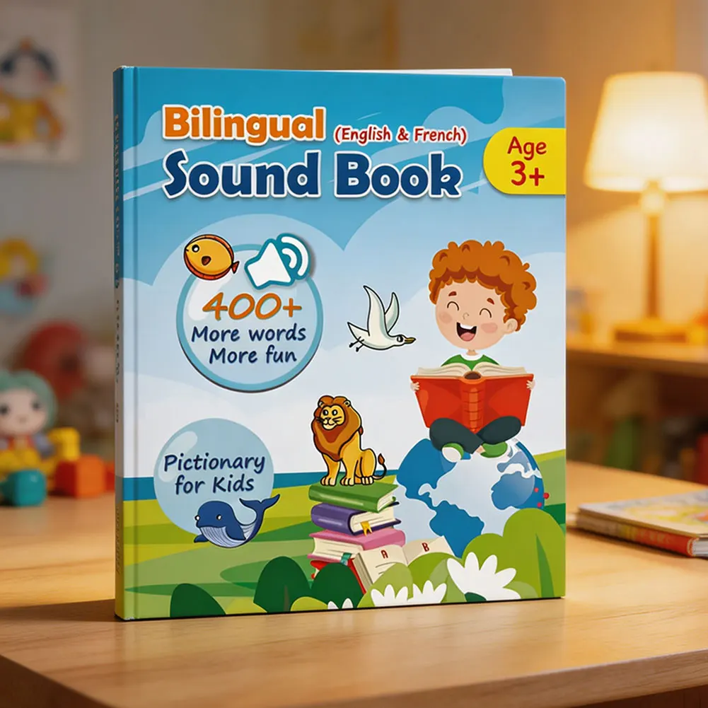 Bilingual Smart Learning Toy Sound Book English French Sound Toy Interactive Learning Educational Book Toy Birthday Gift For Kid