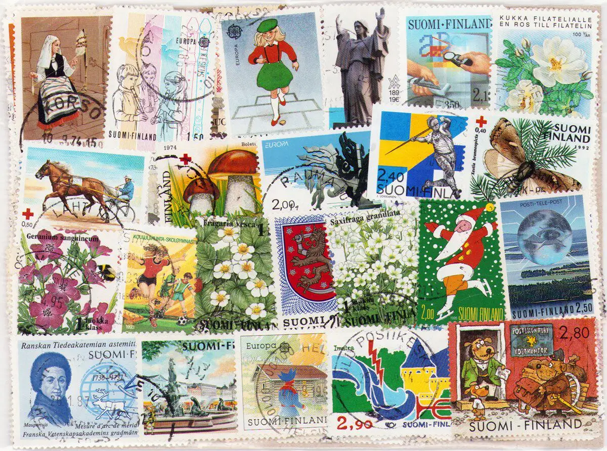 Vintage Finland Used Postage Stamps 50Pcs With Original Postmarks All Different for Philately Scrapbooking Collectors