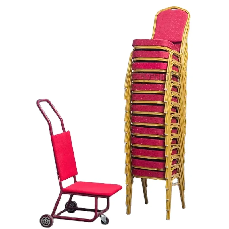 Wholesale Stacking Hotel Church Wedding Used Celebrating Ceremony Conference Chairs Gold Frame Red Banquet Hall Event Chair