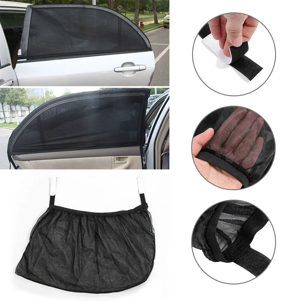 Breathable Car Window Screens Removable Front+Rear Car Sun Shade Mesh Sunlight Block Anti-mosquito Sunshade Net