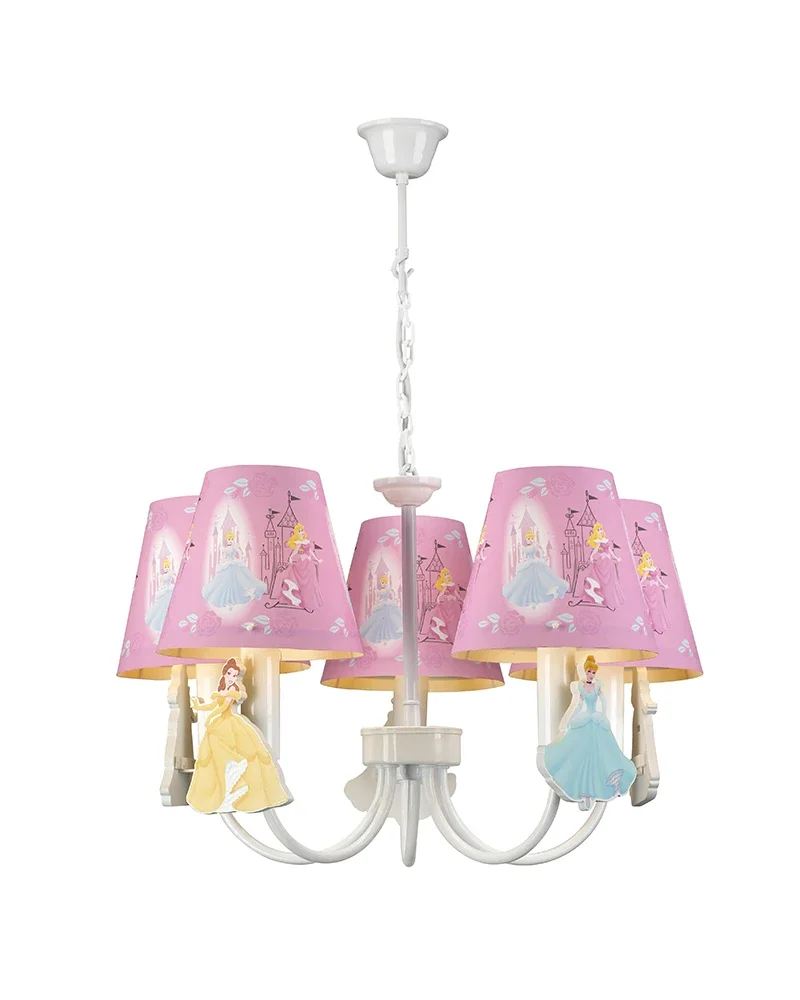 

Princess Theme Kids Lamps 5 Lights Pink Chandelier LED Bedroom Light Children's Room Decor