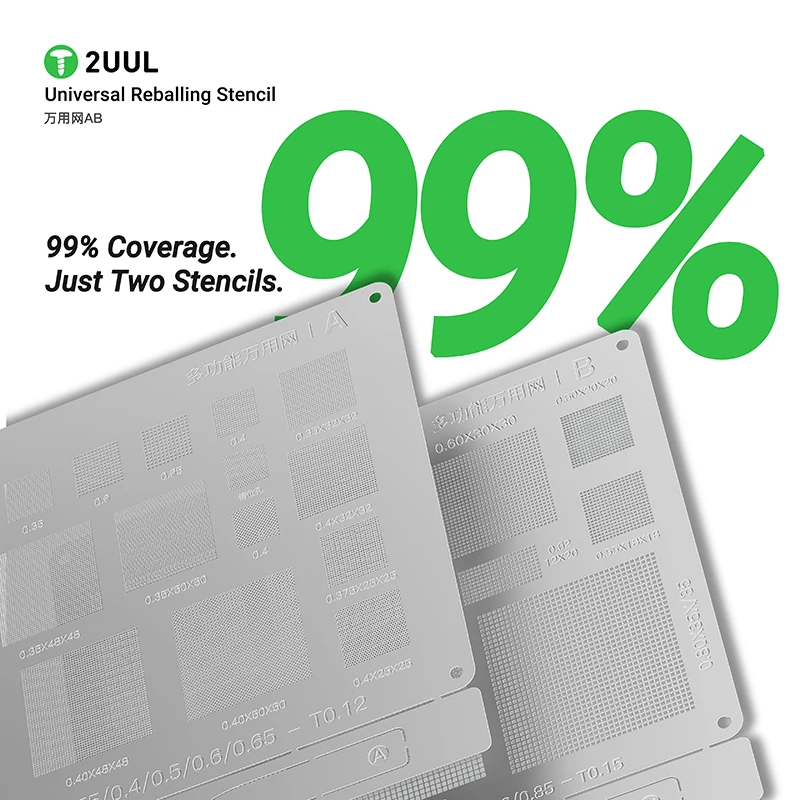 2UUL BG02 2 Pz/pacco Universale Reballing Stencil AB Maglia D'acciaio Modello di Saldatura per BGA Chip di Riparazione Del Telefono Scheda Madre di Saldatura