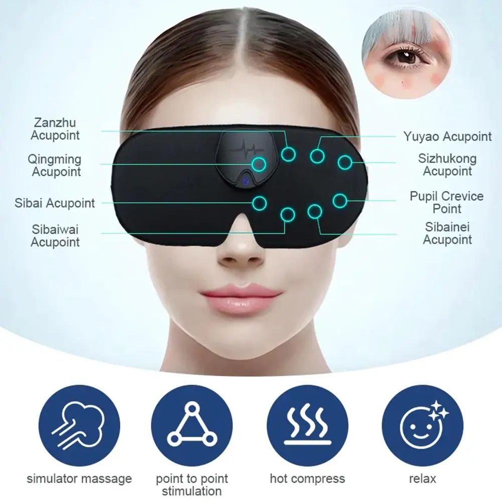 Intelligent Massage Eye Mask Four Vibration Levels Relieves Fatigue   Light-blocking Sleeping Eye Mask Head Massage Device