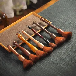 1Pc Tea Accessories Chinese Style Tea Cleaning Brush Hand-carved Dragon Pattern Sandalwood Handle Tea Brush