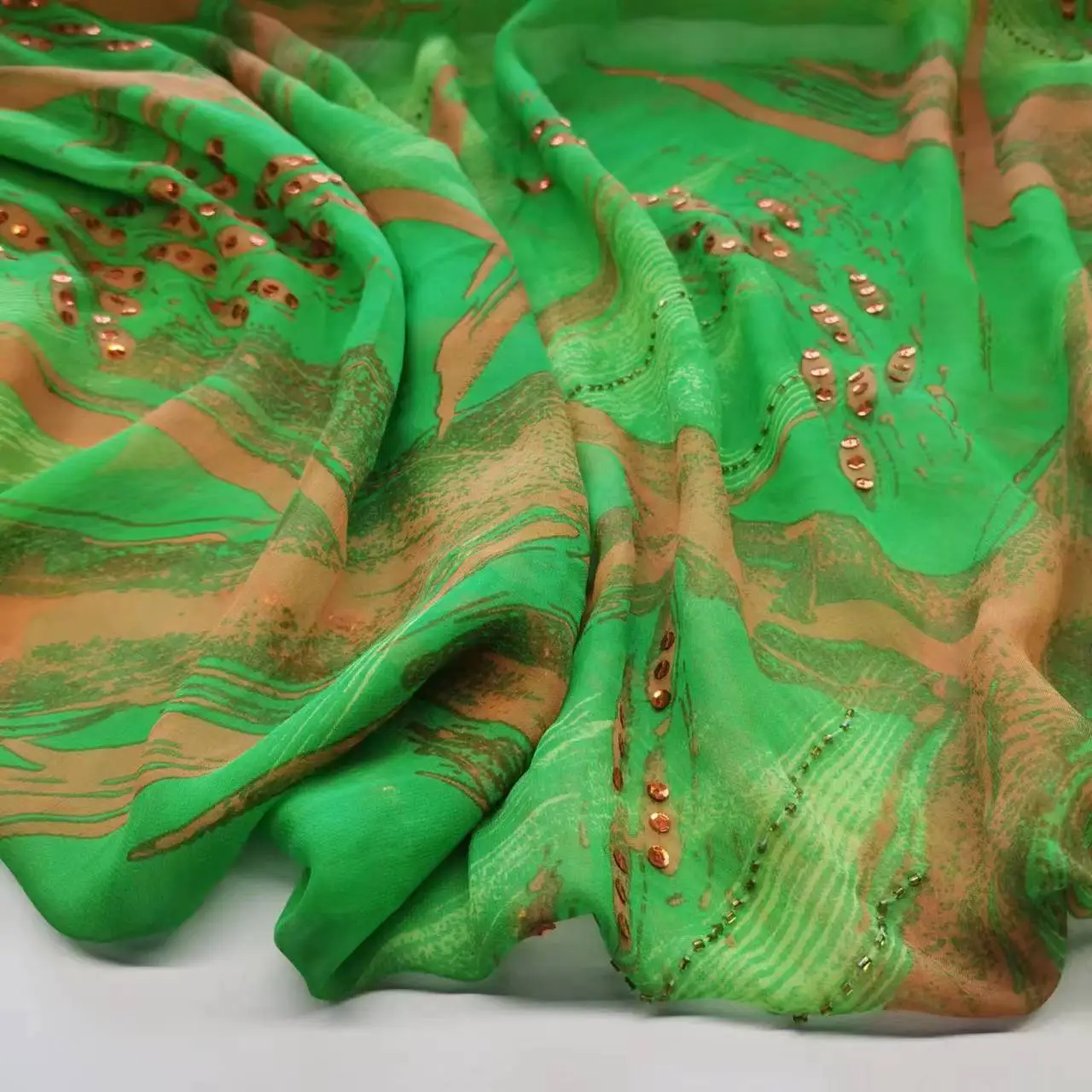 

Embroidery Sequin Fabric Bling Saree Georgette Pure Silk Mulberry Dress Sudan Toub Sewing Material