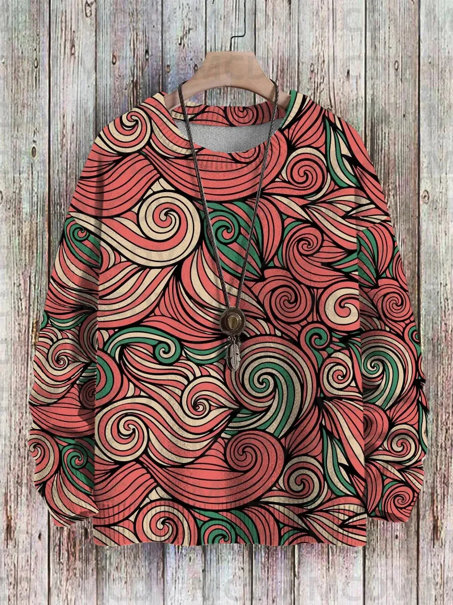 Men's Sweater Impressionist Pattern Print Casual Knit Sweatshirt Sweater