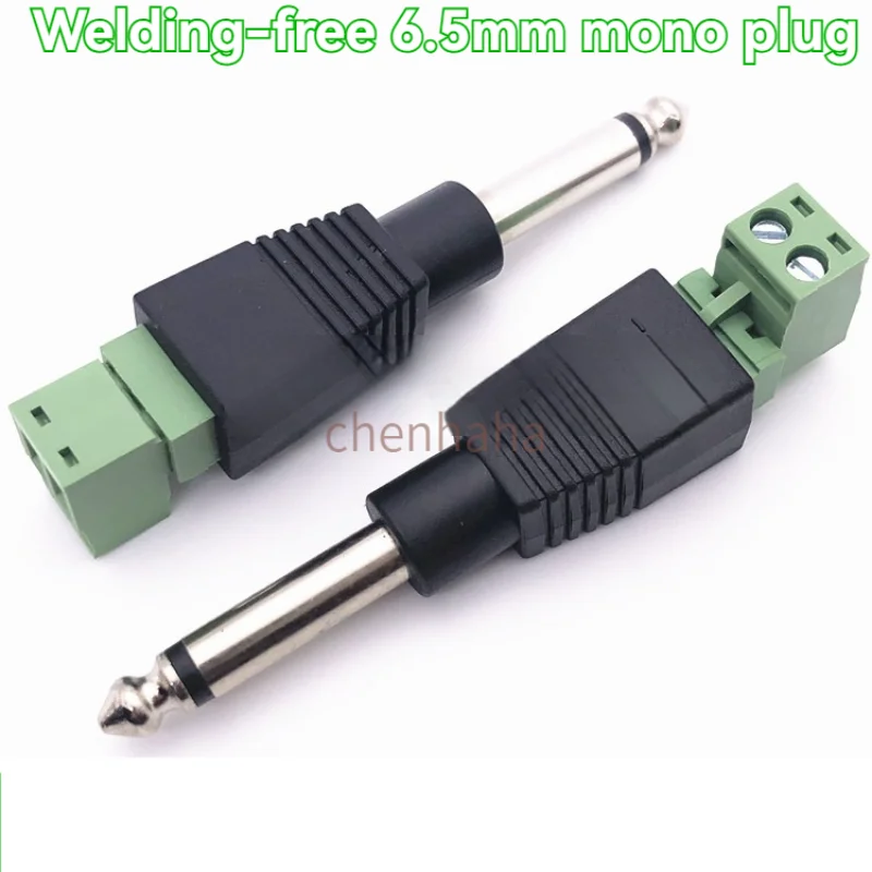 

Mono 6.35/6.5mm Solder-Free Microphone Plug Microphone Audio Adapter Solder-Free Connector Green Terminal Two-Channel Mixer Audio Engineering and Other Interface Equipment