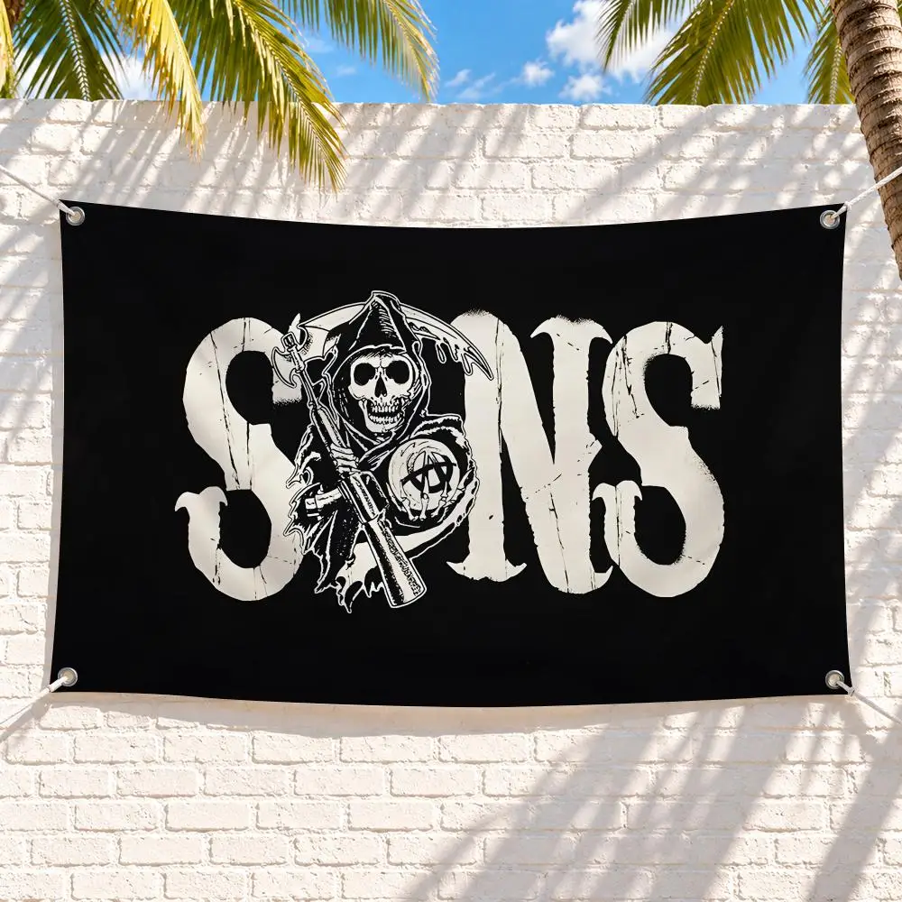 Sons Of Anarchy Flags Tapestry Banner For Bedroom Outdoor Living Room Restaurant Bar Wall Decor Party