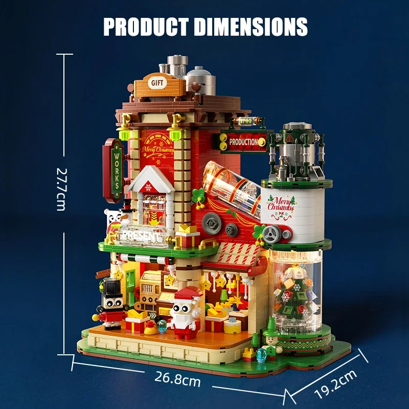 2782PCS 크리스마스 선물 빌딩 블록 장식품 DIY 건설 블록 공장 모델 교육용 장난감 어린이 소년 소녀용