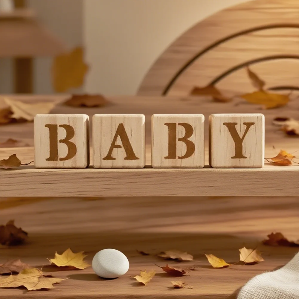 4 Stücke Holz Buchstaben Blöcke Baby Geburtstag Baby Dusche Geschenk Alphabet Blöcke Holz Kindergarten Dekor Neugeborenen Foto Requisiten Geschlecht offenbaren – Detail 1