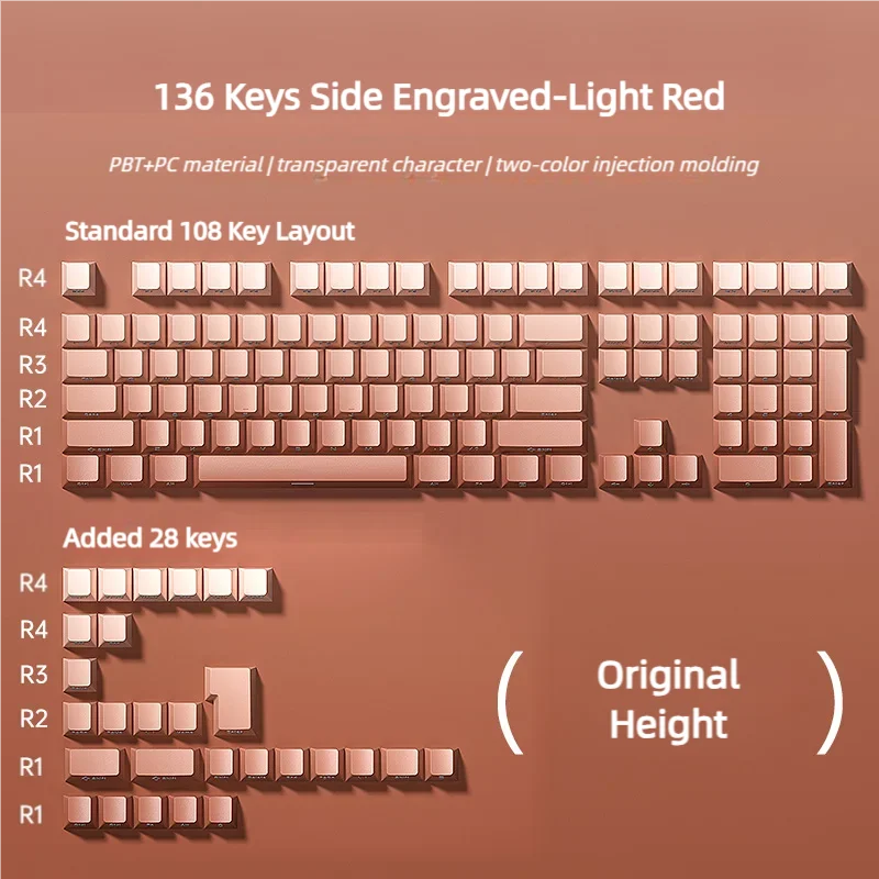 Imagem -04 - Leobog Pbt Keycaps 136 Teclas Lado Gravado Material Pbt Cereja Perfil Teclas para Kit de Teclado Mecânico Diy