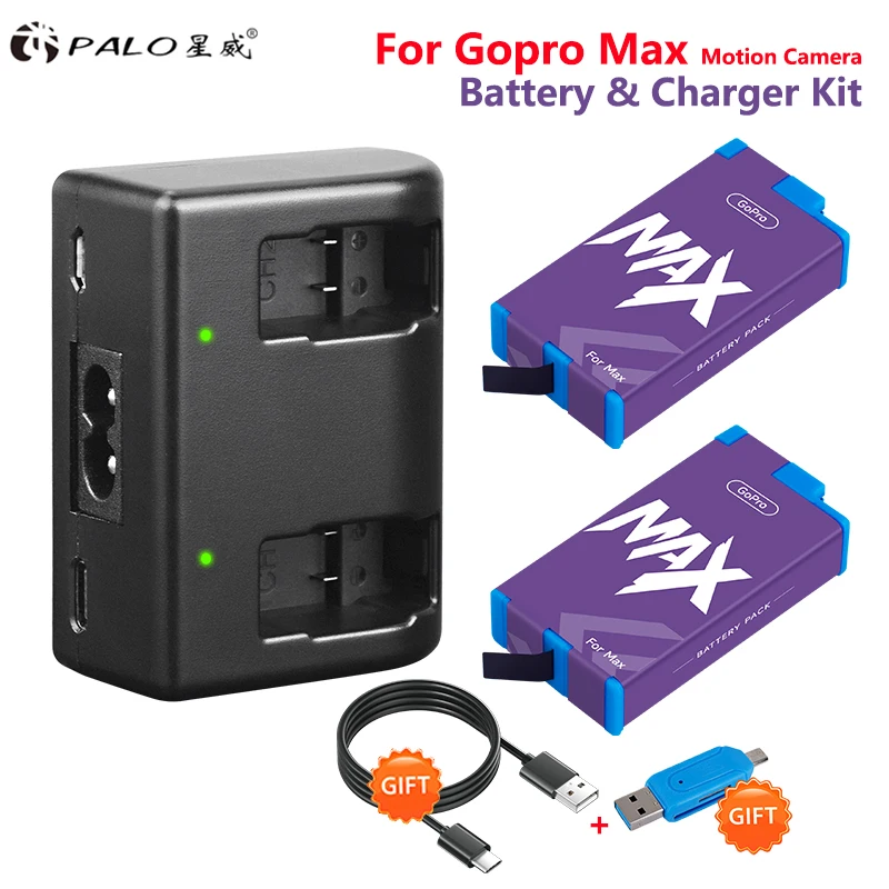 For Go Pro Max GOPRO Hero MAX 360° Camera Battery With LED Charger For GoPro Max 360 panoramic motion camera battery Accessories